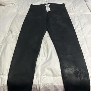 NWT BCBGeneration Faux Leather Black/Silver High Rise Pants Size M